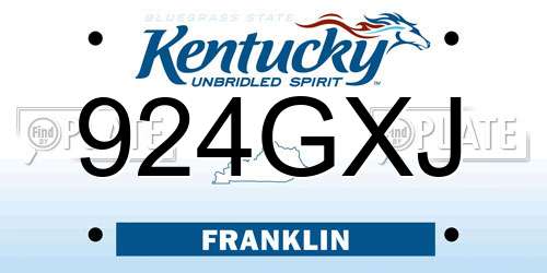 924GXJ Kentucky License Plate