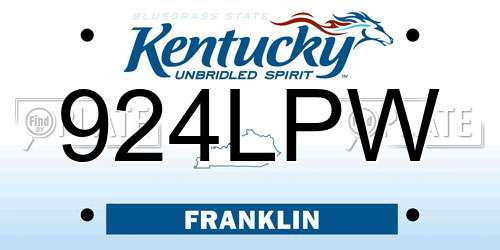 924LPW Kentucky License Plate