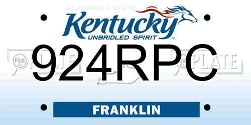 924RPC Kentucky License Plate