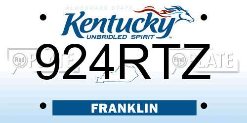 924RTZ Kentucky License Plate