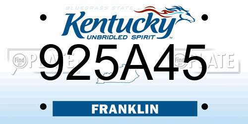 925A45 Kentucky License Plate