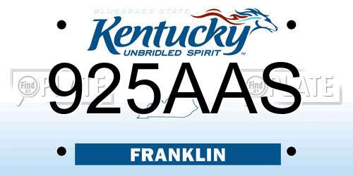 925AAS Kentucky License Plate