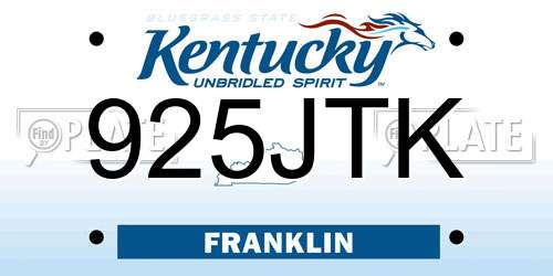 925JTK Kentucky License Plate