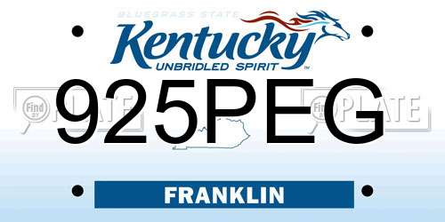 925PEG Kentucky License Plate