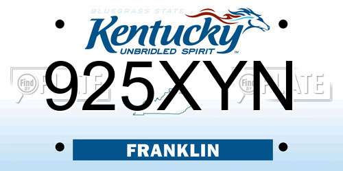 925XYN Kentucky License Plate