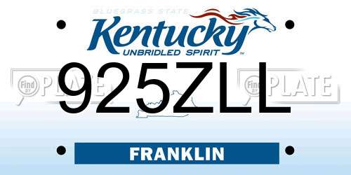 925ZLL Kentucky License Plate