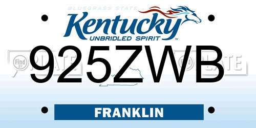 925ZWB Kentucky License Plate