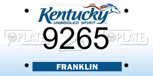 9265 Kentucky License Plate