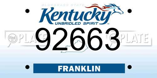 92663 Kentucky License Plate