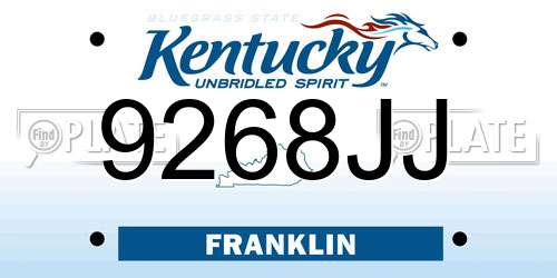 9268JJ Kentucky License Plate