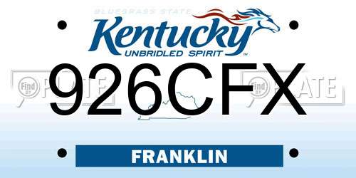 926CFX Kentucky License Plate