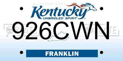 926CWN Kentucky License Plate
