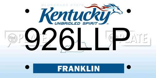 926LLP Kentucky License Plate
