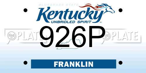 926P Kentucky License Plate