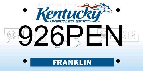 926PEN Kentucky License Plate