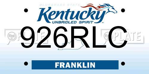 926RLC Kentucky License Plate