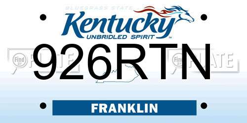 926RTN Kentucky License Plate