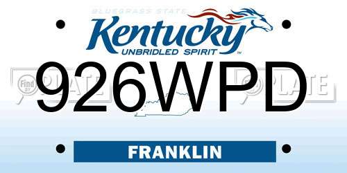 926WPD Kentucky License Plate