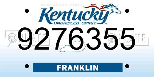 9276355 Kentucky License Plate