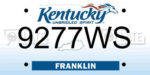 9277WS Kentucky License Plate
