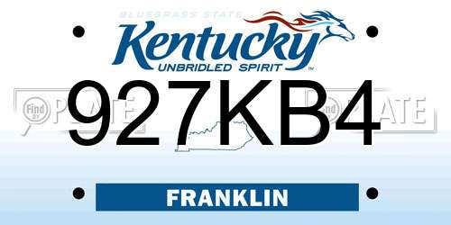 927KB4 Kentucky License Plate