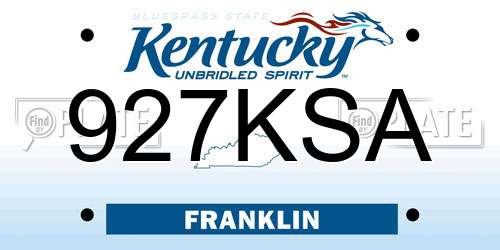 927KSA Kentucky License Plate