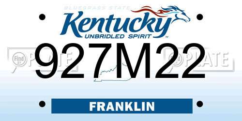 927M22 Kentucky License Plate