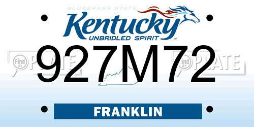 927M72 Kentucky License Plate