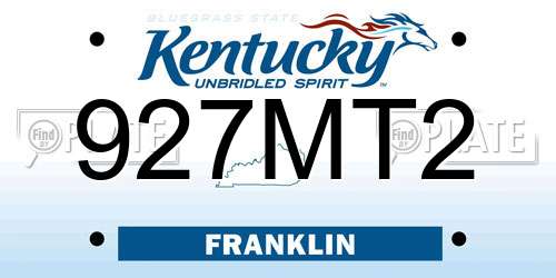 927MT2 Kentucky License Plate