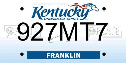 927MT7 Kentucky License Plate