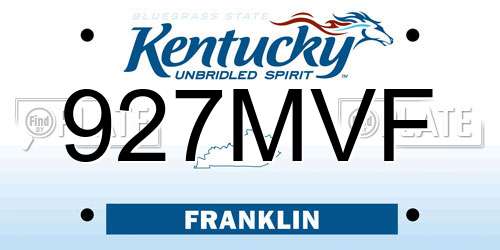 927MVF Kentucky License Plate