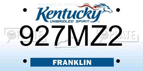 927MZ2 Kentucky License Plate
