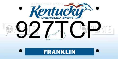 927TCP Kentucky License Plate