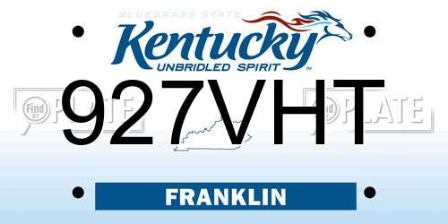 927VHT Kentucky License Plate