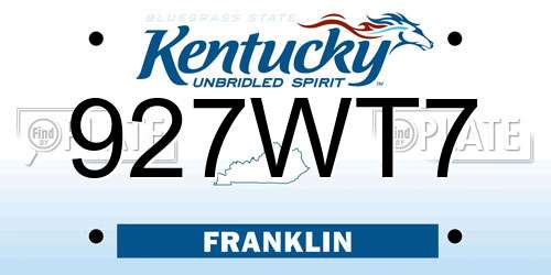 927WT7 Kentucky License Plate