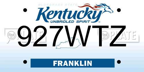 927WTZ Kentucky License Plate
