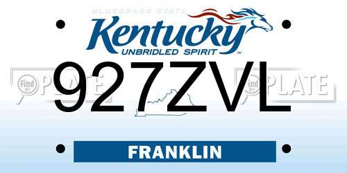 927ZVL Kentucky License Plate