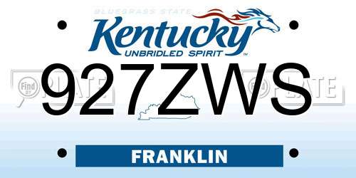 927ZWS Kentucky License Plate