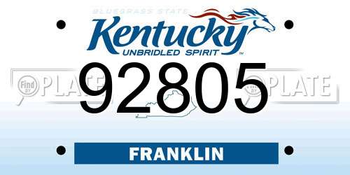 92805 Kentucky License Plate