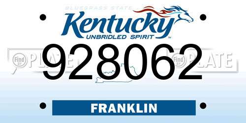 928062 Kentucky License Plate