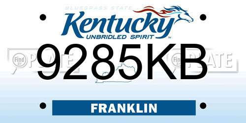 9285KB Kentucky License Plate