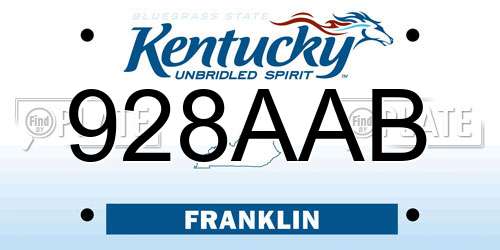 928AAB Kentucky License Plate