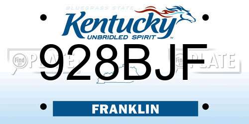 928BJF Kentucky License Plate