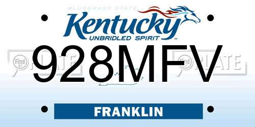 928MFV Kentucky License Plate