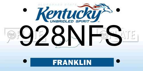 928NFS Kentucky License Plate