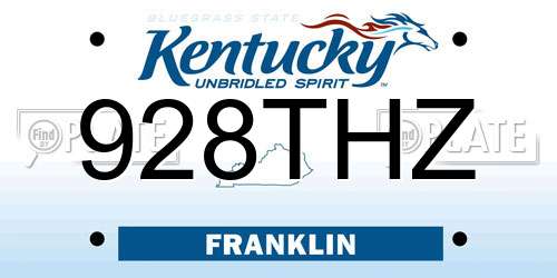 928THZ Kentucky License Plate