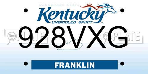 928VXG Kentucky License Plate