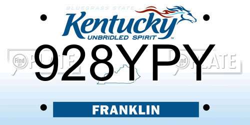 928YPY Kentucky License Plate