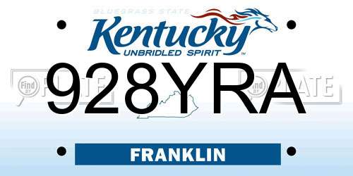 928YRA Kentucky License Plate