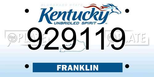 929119 Kentucky License Plate